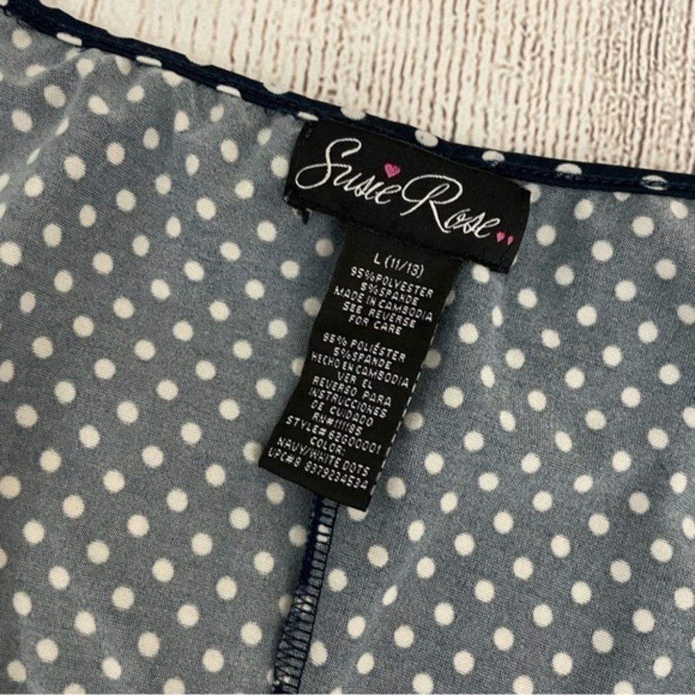 SUSIE ROSE Women’s Polka Dot Wrap Dress Navy & White Size Large (11-13) - Picture 3 of 7